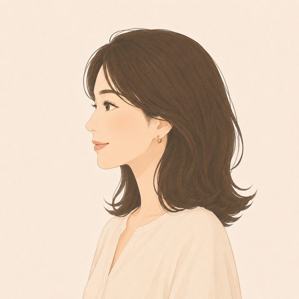 30代女性の横顔イラスト